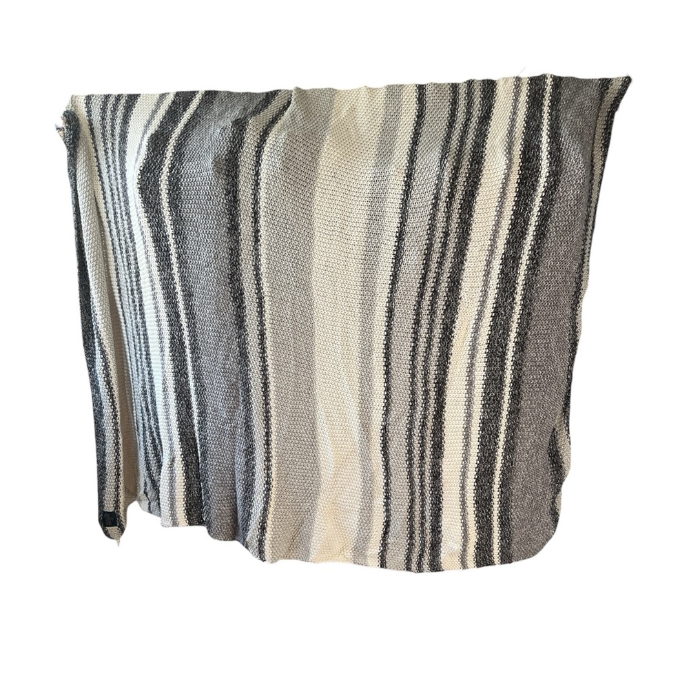 Pendleton Home Collection Striped Knit Blanket Gray Cream Cotton 86 x 59 Inches